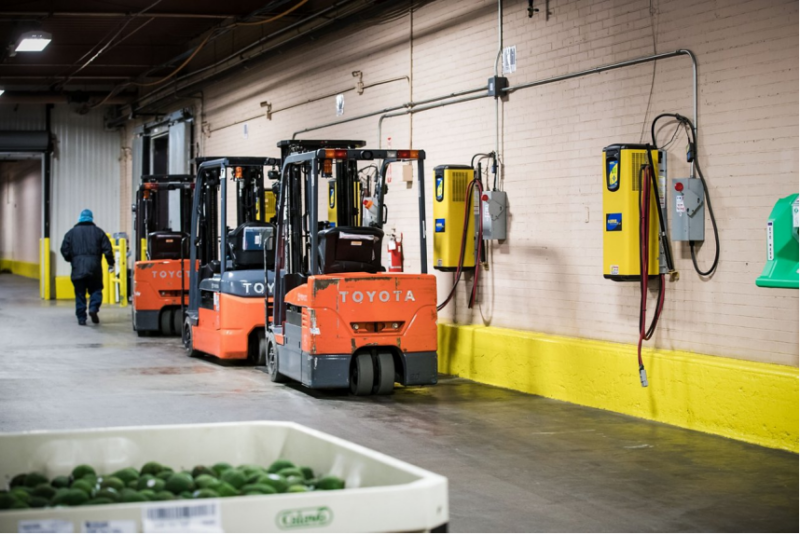 Toyota forklift lithium battery on charging